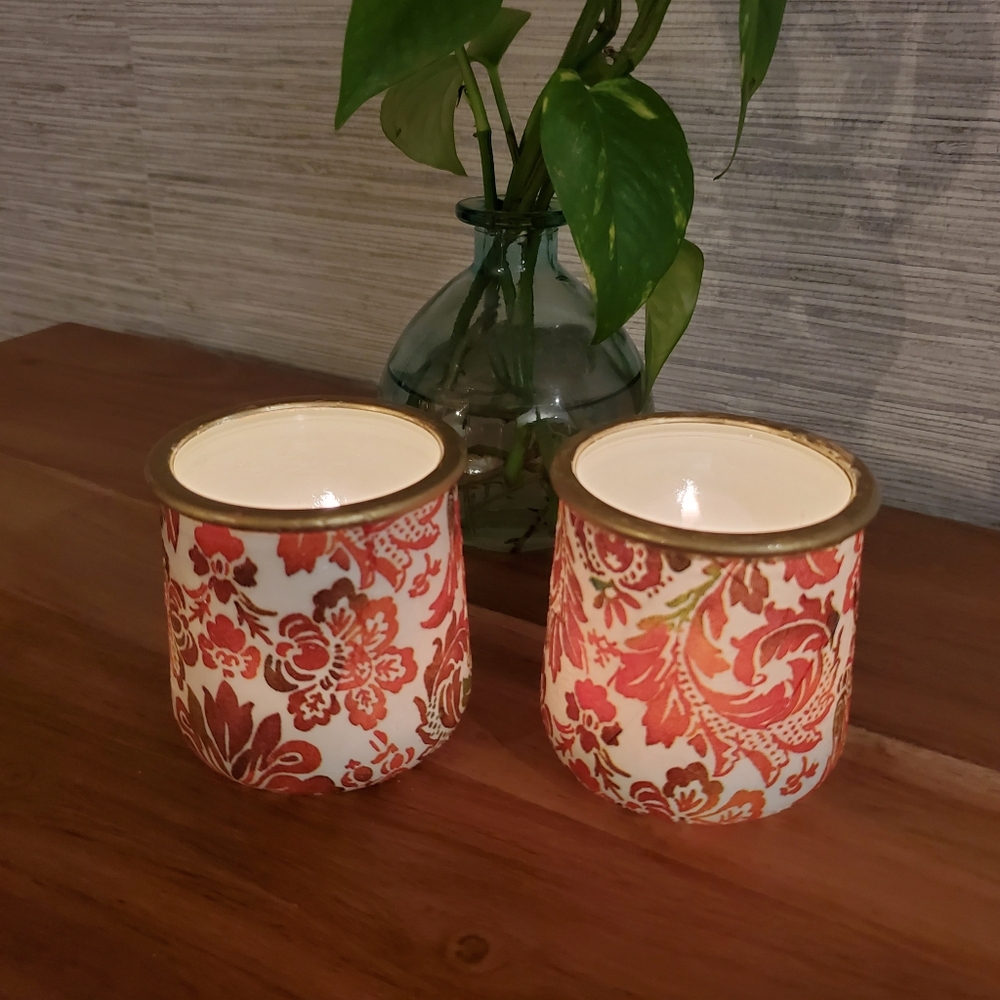 Oui Jar Seasonal Autumn Candle Votives Holder Cup Trinket Coin Jar